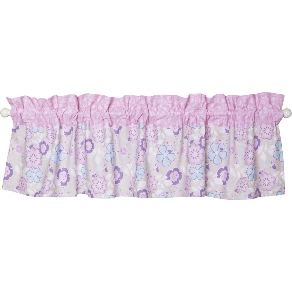 Trend Lab Rod Pocket Curtain Valance "Grace" 60" Wide Lavender/Grey Floral